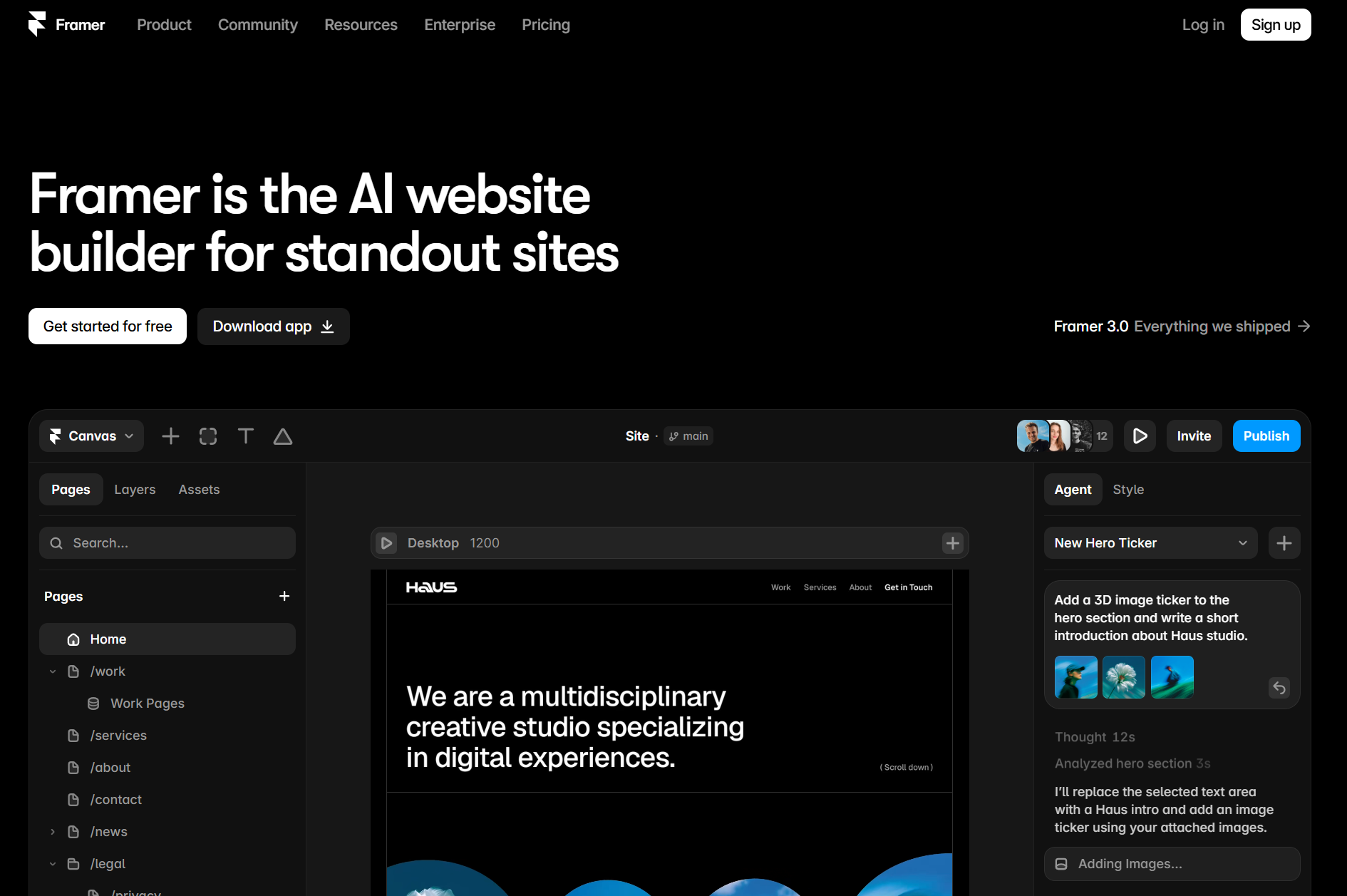 Framer hero image